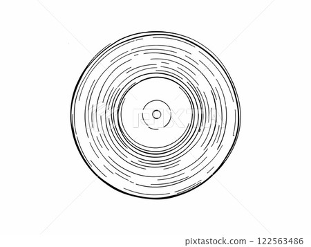 Line Art Illustration of a Vinyl Record Line Art Illustration of a Vinyl Record 122563486