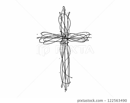 Abstract Line Art of a Cross 122563490