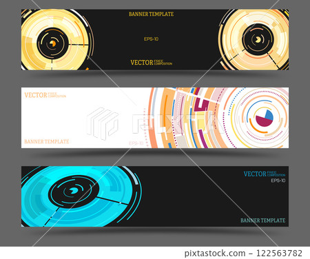 A set of colored banners with geometric elements. Creative template for posters, web design A set of colored banners with geometric elements. Creative template for posters, web design 122563782