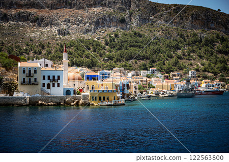 Pristine water and colourful houses in Kastellorizo island. Greece. 122563800
