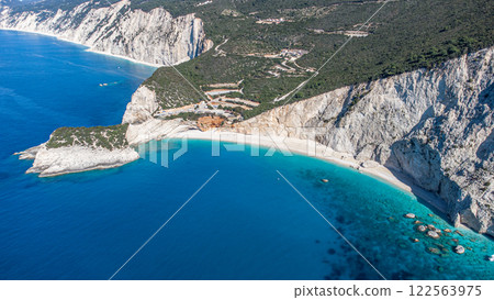 Porto Katsiki Greece most beautiful beach. Empty bay. Pristine water. Lefkada. 122563975