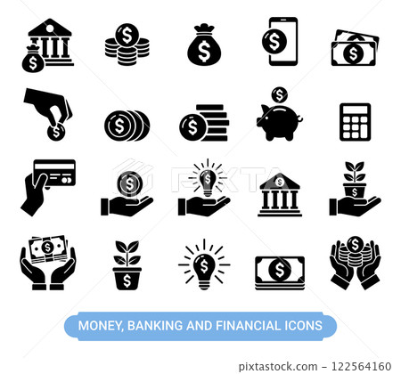 Money, banking and financial markets icons Money, banking and financial markets icons 122564160
