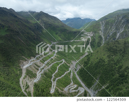Aerial view of beautiful high altitude grassland mountain landscape 122564309