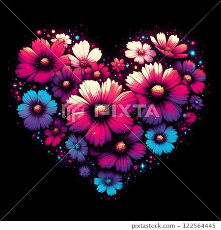 Cosmos heart representing grace and beauty. 122564445