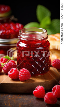 Delicious Homemade Raspberry Marmalade for Spreading 122564468