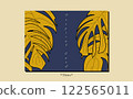 Tropical exotic monstera leaves card design background 122565011