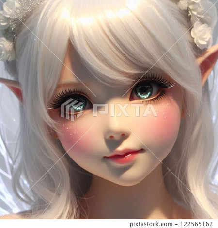 White-haired smiling fairy 122565162