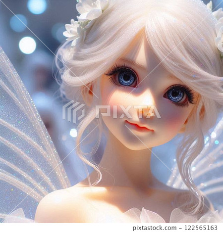 White-haired smiling fairy 122565163