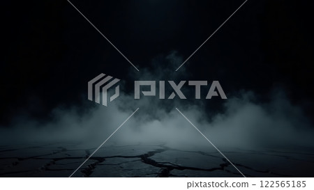 Mysterious Foggy Path with Moonlit Background Mysterious Foggy Path with Moonlit Background 122565185