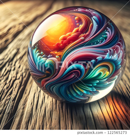 Colorful blown glass paperweight. 122565273