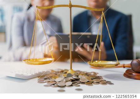 Government officials receiving bribe money from business man the concept of corruption and anti bribery. 122565354