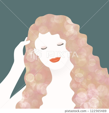 Illustration of a stylized portrait of a woman Illustration of a stylized portrait of a woman 122565489