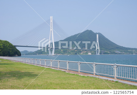 View of Tatara Bridge from Tatara Shimanami Park Roadside Station, Imabari City, Ehime Prefecture View of Tatara Bridge from Tatara Shimanami Park Roadside Station, Imabari City, Ehime Prefecture 122565754