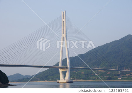 View of Tatara Bridge from Tatara Shimanami Park Roadside Station, Imabari City, Ehime Prefecture View of Tatara Bridge from Tatara Shimanami Park Roadside Station, Imabari City, Ehime Prefecture 122565761