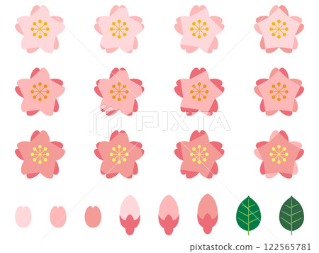 Set of colorful cherry blossoms 122565781