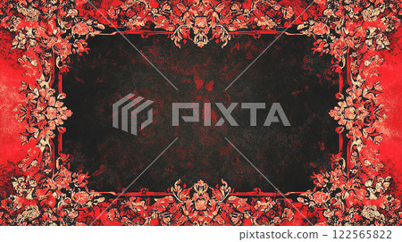 Gorgeous red and black antique frame 122565822