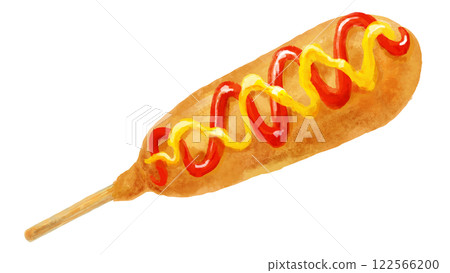 玉米熱狗（番茄醬/芥末醬）的插圖 122566200