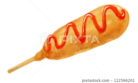 A simple illustration of a corn dog (ketchup) A simple illustration of a corn dog (ketchup) 122566201
