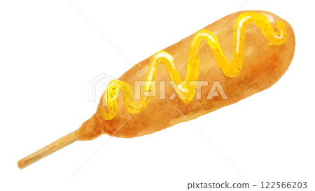 Illustration of corn dog (mustard) 122566203