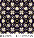 Arabian ethnic tribal fabric pattern showcases intricate floral designs in rich purple tones, ethnic classic beauty. The elegant color palette and detailed patterns add depth to the ethnic it  122566259
