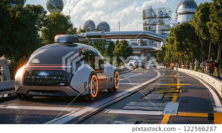Future city smart city scenery with self-driving cars 122566287