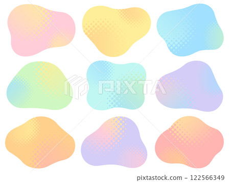 Set of colorful irregular frames with dot gradient circle ornament 122566349