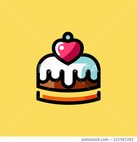 flat icon on background wedding cake with blue 122567262