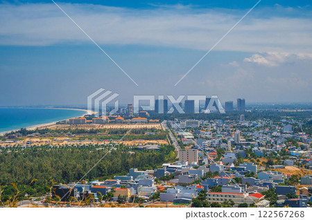 Scenic view of Da Nang city from Marble Mountain. Scenic view of Da Nang city from Marble Mountain. 122567268