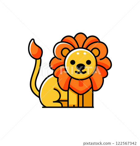 flat vector icon of cute cat baby cub with long tail in the form of animal cartoon animal cartoon style flat vector icon of cute cat baby cub with long tail in the form of animal cartoon animal cartoon style 122567342