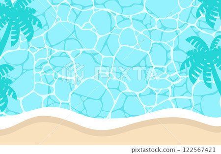 Wave background vector illustration Summer Ocean Sea surface Palm tree Tropical Sandy beach Beach Wave background vector illustration Summer Ocean Sea surface Palm tree Tropical Sandy beach Beach 122567421