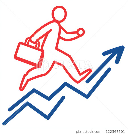 Red and blue business icon symbolizing growth and career 122567501