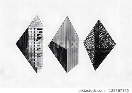抽象單色摩天大樓藝術 122567565