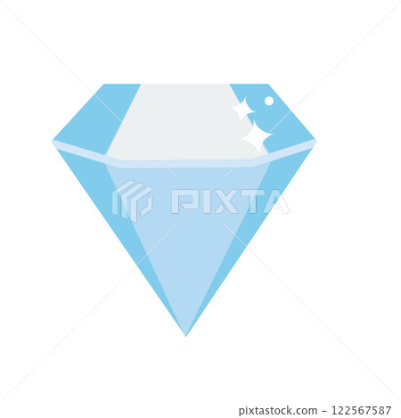 Diamond gemstone. Simple Blue crystal. Jewelry symbol 122567587