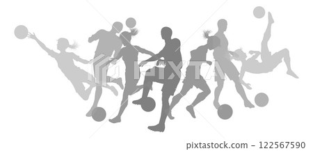 Soccer Football Players Silhouettes Soccer Football Players Silhouettes 122567590