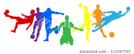 Soccer Football Players Men Silhouettes Concept Soccer Football Players Men Silhouettes Concept 122567591