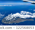 View of the Amami Islands and Okinoerabujima from above. Beautiful summer sky, sea and sky spread out. Photographed in 2024. 122568053