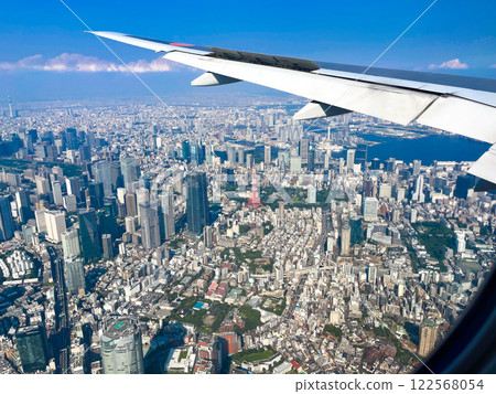 2024 年拍攝的港區六本木附近的市中心（包括東京鐵塔）鳥瞰圖 122568054