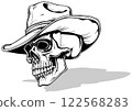 Human Skull with Cowboy Hat 122568283
