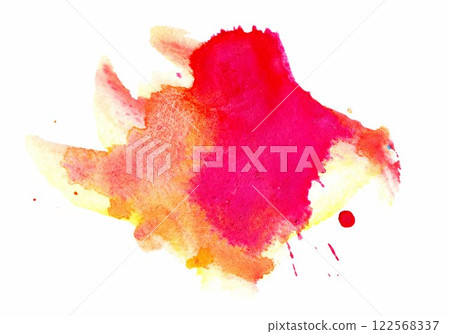 Vibrant watercolor splash blending shades of pink, orange, and yellow, creating an energetic and artistic expression perfect for creative designs 122568337