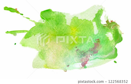 Vibrant blend of green watercolor splashes creating an organic, lively texture on a white canvas, evoking freshness and vitality in the afternoon sunlight Vibrant blend of green watercolor splashes creating an organic, lively texture on a white canvas, evoking freshness and vitality in the afternoon sunlight 122568352