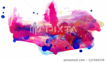 An abstract watercolor wash displays vibrant hues of pink, purple, and blue blended together on a white canvas, creating a dynamic interplay of colors and textures An abstract watercolor wash displays vibrant hues of pink, purple, and blue blended together on a white canvas, creating a dynamic interplay of colors and textures 122568356
