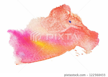 A vibrant watercolor splash depicting the essence of a sunset with warm hues blending harmoniously in a captivating swirl of color and light 122568433