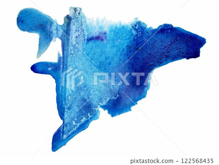 A vivid splash of blue watercolor evokes the calming essence of ocean waves, blending various shades and textures in an artistic representation of natures beauty 122568435