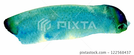 A vibrant watercolor study featuring an abstract aquatic creature adorned with shades of blue and green, evoking the depths of a serene ocean habitat 122568437
