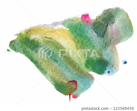 A vibrant watercolor landscape with flowing green hues, gentle textures, and rich color variations, evoking tranquility and the beauty of nature in a serene abstract form 122568438