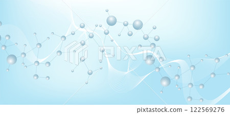 Modern abstract molecules structure for science or medical background. DNA helix or atom visualization. Molecular wave flow abstract background. Vector illustration 122569276