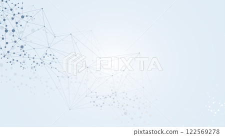 Structure molecule and communication. DNA, atom, neurons. Scientific concept for your design. Connected lines with dots. Medical, technology, chemistry, science background. Vector illustration 122569278