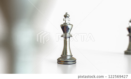 The King chess silver on white Background for Business concept 3d Rendering. 122569427