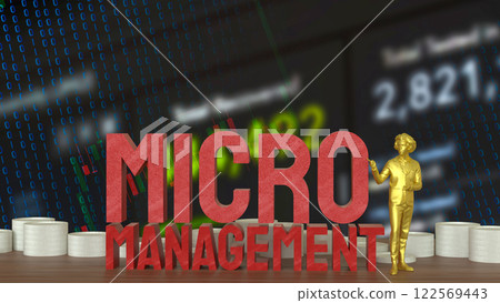 The Man and text for micro management 3d rendering. 122569443