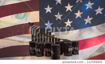 The Oil Tank on USA flag for Business concept 3d Rendering. 122569445